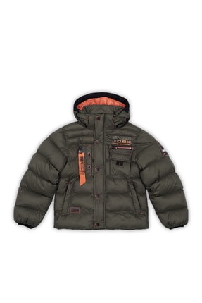 Norway Geographical Unisex Çocuk Haki Suya Dayanıklı Outdoor Mont