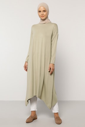 Everyday Basic Kadın Yeşil 115 cm Doğal Kumaştan Asimetrik Tunik 1509666