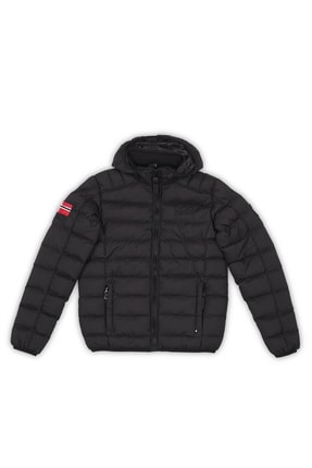 Norway Geographical Unisex Çocuk Siyah Suya Dayanıklı Outdoor Parka