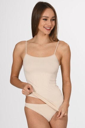 Miss Fit Kadın Ten Ince Ip Askılı Örme Seamless Dikişsiz Soft Basic Atlet 1607