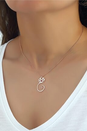 Azuris Silver Azuris 925 Ayar Gümüş Lotus Çiçeği Kolye Dsrcha1164
