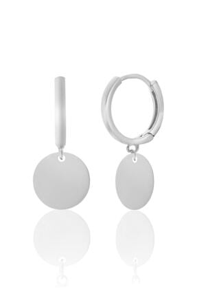 Azuris Silver 925 Ayar Gümüş 1 Cm Yıvarlak Plaka Küpe Dsrcha2097