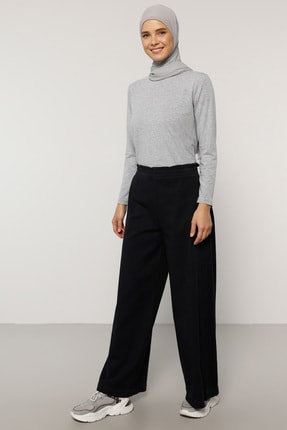 Everyday Basic Kadın Lacivert Doğal Kumaşlı Beli Lastikli Pantolon 1686909