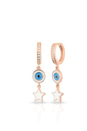 Azuris Silver 925 Ayar Gümüş Taşlı Klips Mineli Yıldız Nazar Küpe Dsalk2482