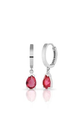 Azuris Silver Azuris 925 Ayar Gümüş Vişne Renk Taşlı Küpe Dsrcha2090