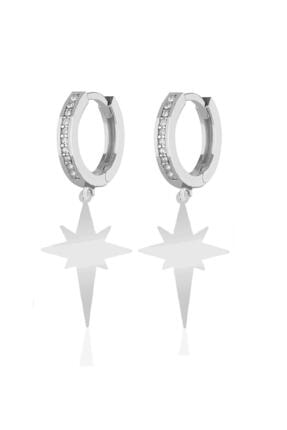 Azuris Silver 925 Ayar Gümüş Taşlı Klips Kutup Yıldızı Küpe Dsrcha2089