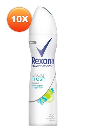 Rexona Stay Fresh Mavi Gelincik Ve Elma Kadın Deodorant 150 Ml. Onlu Paket