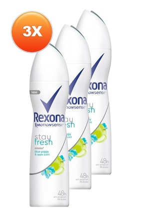 Rexona Stay Fresh Mavi Gelincik Ve Elma Kadın Deodorant 150 Ml. Üçlü Paket