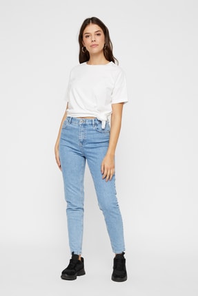 Pieces Kadın Light Blue Denim Açık Renk Mom Jeans 17103432 PCLEAH 17103432