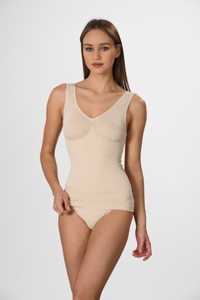 Miss Fit Kalın Askılı 16428 Ten Örme Seamless Dikişsiz Soft Basic Kadın Toparlayıcı Korse Atlet