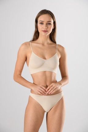 Miss Fit Kadın Ince Askılı 1315 Ten Sıfır Kol Örme Seamless Dikişsiz Basic Büstiyer