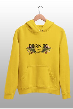 Angemiel Wear Born To Be Anyting Sarı Kadın Kapüşonlu Sweatshirt Çanta Kombin