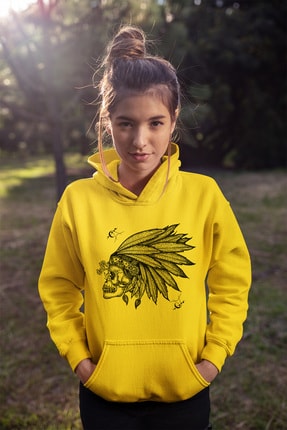 Angemiel Wear Kızıldereli Şapkalı Sarı Kadın Kapüşonlu Sweatshirt