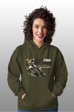 Angemiel Wear Pro Flat Track Yeşil Kadın Kapüşonlu Sweatshirt Çanta Kombin