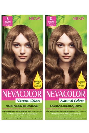 Neva Color 2’li Natural Colors 8. Açık Sarı - Kalıcı Krem Saç Boyası Seti