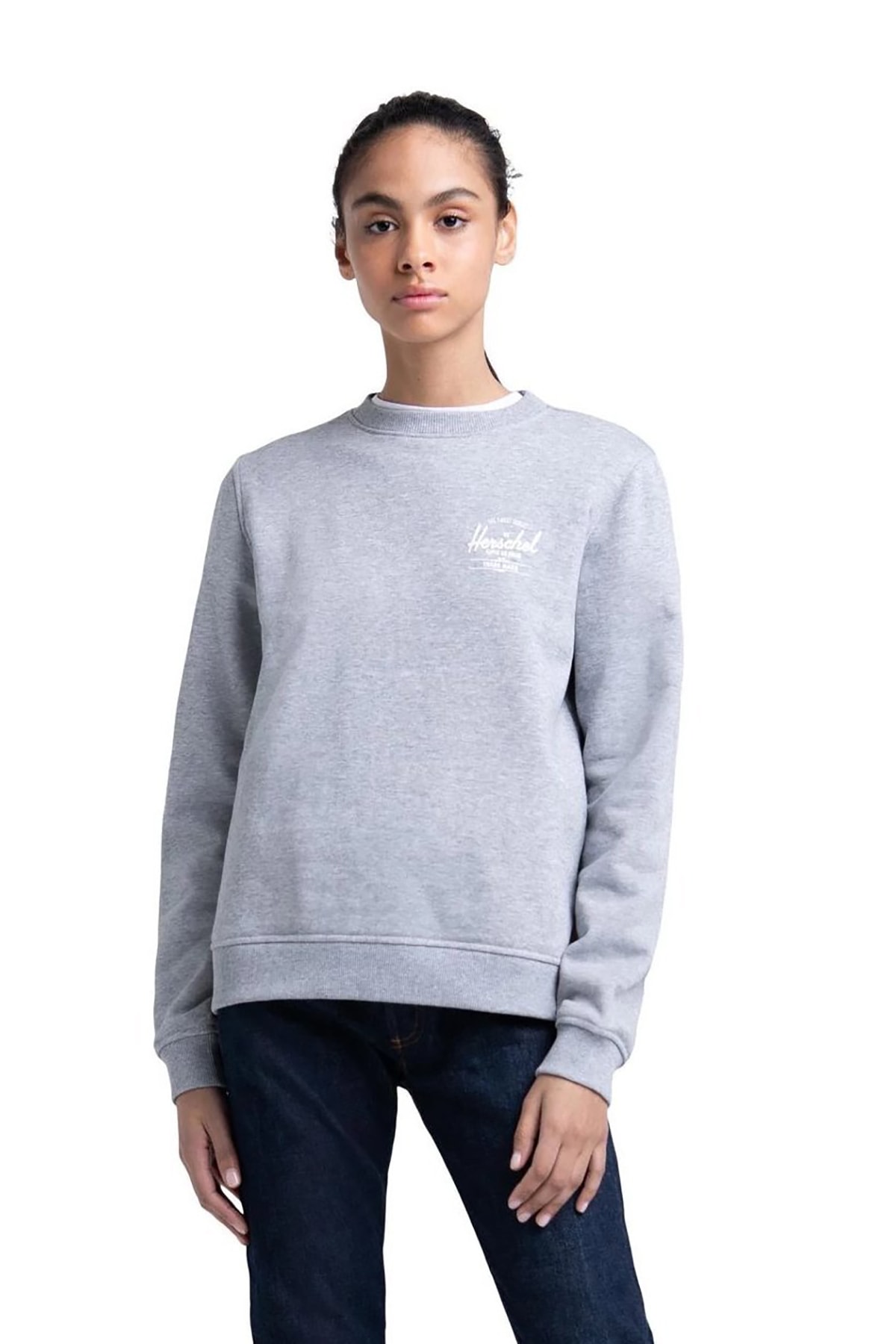 Herschel Herschel Supply - Kadın Sweatshirt - Womens Classic Logo Crewneck Grey/White