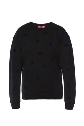 Alexander McQueen Kadife Kırlangıç Desenli Sıfır Yaka Unisex Sweat