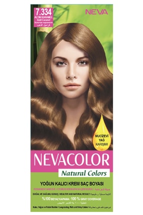 Neva Color Natural Colors 7.334 Altın Karamel - Kalıcı Krem Saç Boyası Seti
