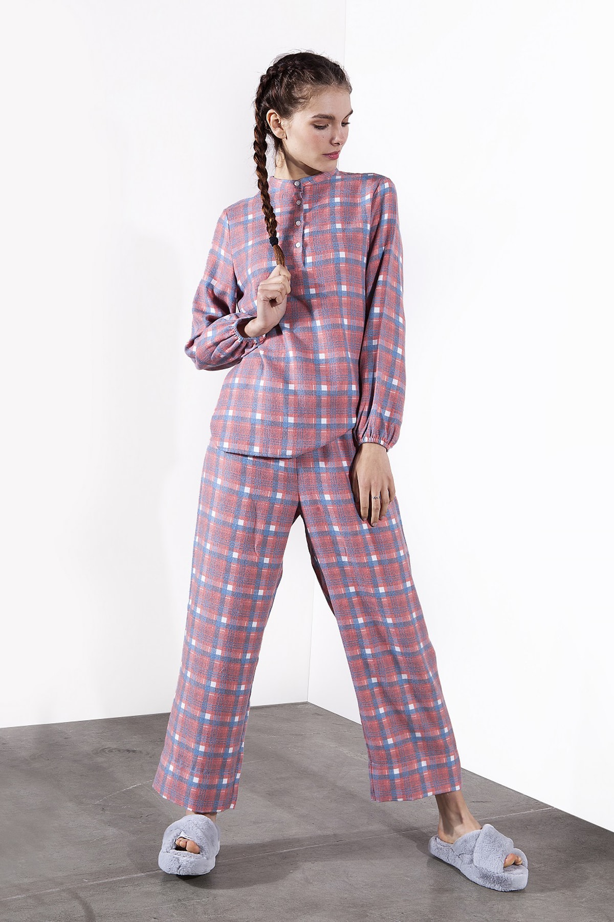 Akel Kadın Tesettür Kirmizi Katie Pijama Takimi Kirmizi Ekose 152.00.60.02.02.108.01