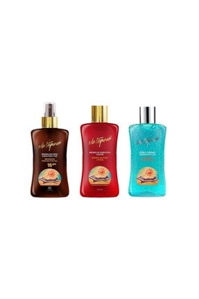 Eda Taşpınar Bronzluk Seti Bronzlaştırıcı Koruyucu Yağ + Bronzluk Koruyucu Losyon + Güneş Sonrası Serinletici Jel
