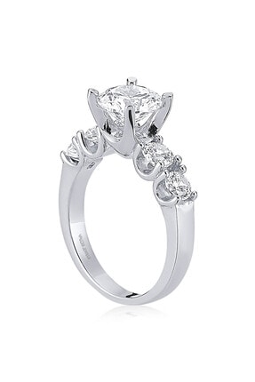 Valori Jewels 1.75 Karat Zirkon Taşlı, Tasarım U Montür, Gümüş Tektaş Yüzük