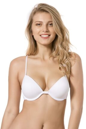ÖZKAN underwear Kadın Beyaz Önden Açılan Klipsli Destekli Dolgulu Spor Sütyen 7038