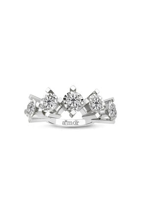 Amor Pırlanta Kadın Beyaz Görünümlü Pırlanta Beştaş Yüzük 4.00 ct F-sı 14k