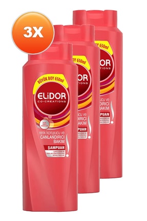 Elidor Renk Koruyucu Ve Canlandırıcı Bakım Şampuan 650 Ml. Üçlü Paket