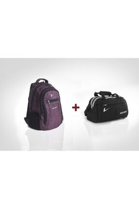 Escape Unisex Mor 307 Laptop Bölmeli Okul Ve Günlük Sırt Çantası ve 110 Küçük Boy Spor Çantası