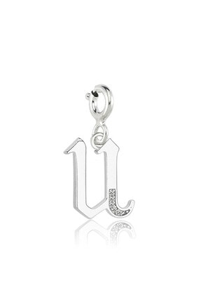 Valori Jewels Kadın U Harfi Swarovski Zirkon Beyaz Taşlı Gümüş Charm