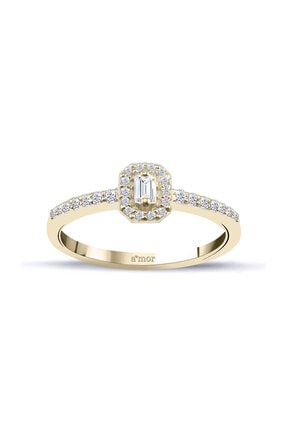Amor Pırlanta Kadın Amor 0.19 Karat Baget Yüzük Pırlanta F-sı 14k