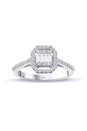 Amor Pırlanta Kadın 0.34 Karat Baget Pırlanta Yüzük F-sı 14k