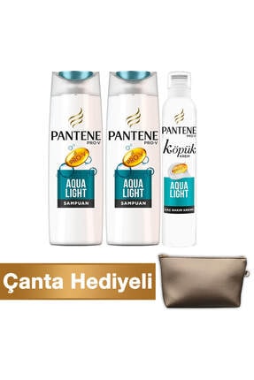 Pantene Aqualight 2 X 500 Ml Şampuan + 180 Ml Köpük Saç Bakım Kremi (çanta Hediyeli)