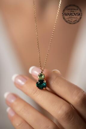 Ninova Silver Kadın Swarovski Taşlı İki Taş Model Rose Kaplama Gümüş Kolye PKT-SBS0432