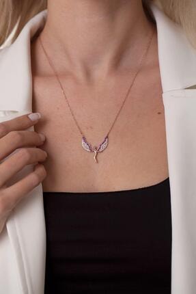 Ninova Silver Kadın Melek Model Yakut Taşlı Gümüş Kolye NNVSLVR02246