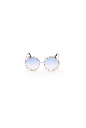 Chloé Kadın Mavi Güneş Gözlüğü Ce 114sd / 58 / Gold / Havana / Grad Azure Rose