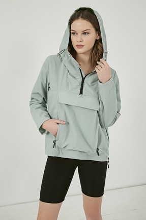 Sateen Kadın Mint Cepli İçi Polarlı Kapüşonlu Mont STN584KMO102