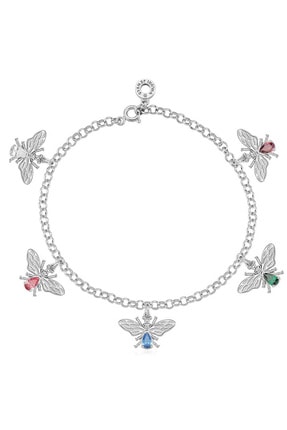Valori Jewels Şanslı Arı Çoklu Swarovski Zirkon Renkli Taşlı Gümüş Bileklik