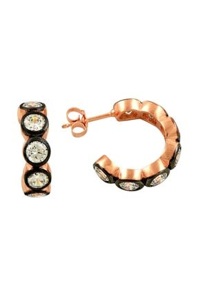 Silverella Kadın Gümüş 925 Ayar 4 mm Zirkon Taşlı Kalemli Küçük Halka Küpe