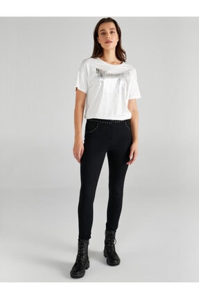 Faik Sönmez Kadın Siyah Trok Detaylı Skinny Fit Çelikli Örme Pantolon 61567