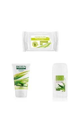 Hunca Deodorant Stick 50 Ml Aloe Vera & Yeşil Çay+aloe Vera Jel 150 Ml+hl Makyaj Temizleme Mendili 24'lü