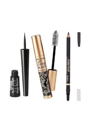 Alix Avien Dipliner High Shine + Mascara Sexy Black + Golden Rose Effect Eye Pencil Siyah
