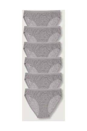Tutku Kadın Gri 6'lı Paket Bikini Külot ELF568T0635CCM6 Gri Tek Ebat