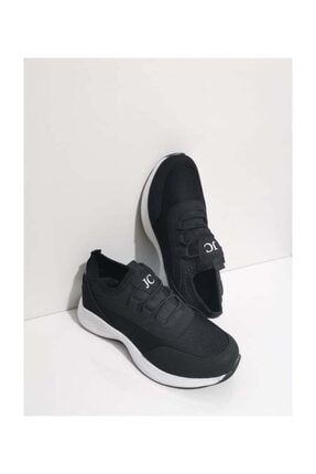 Gezer Ortopedik Aqua Ipli Lastikli Kadın Spor Ayakkabı Yürüyüş Günlük Sneaker Fileli Siyah 114