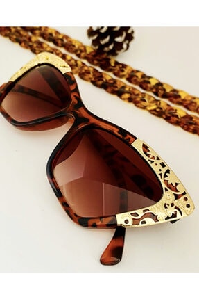 Accessories Şık Havalı Iddialı Kokoş Leopar Kedi Model Bayan Güneş Gözlüğü
