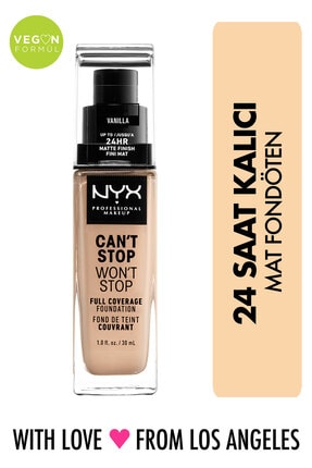 NYX Professional Makeup Fondöten - Can't Stop Won't Stop Full Coverage Foundation 06 Vanilla 30 ml 800897157210