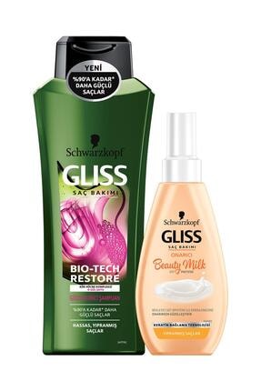 Gliss Bıo-Tech Restore Şampuan 525 ml + Glıss Mılk-Onarıcı 150 ml