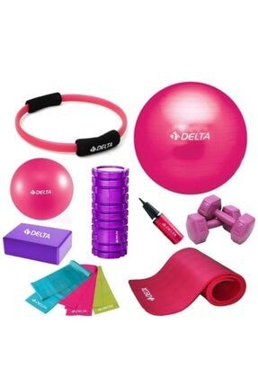 Delta 85-20cm Pilates Topu 10mm Minderi Foam Roller Yoga Blok Set