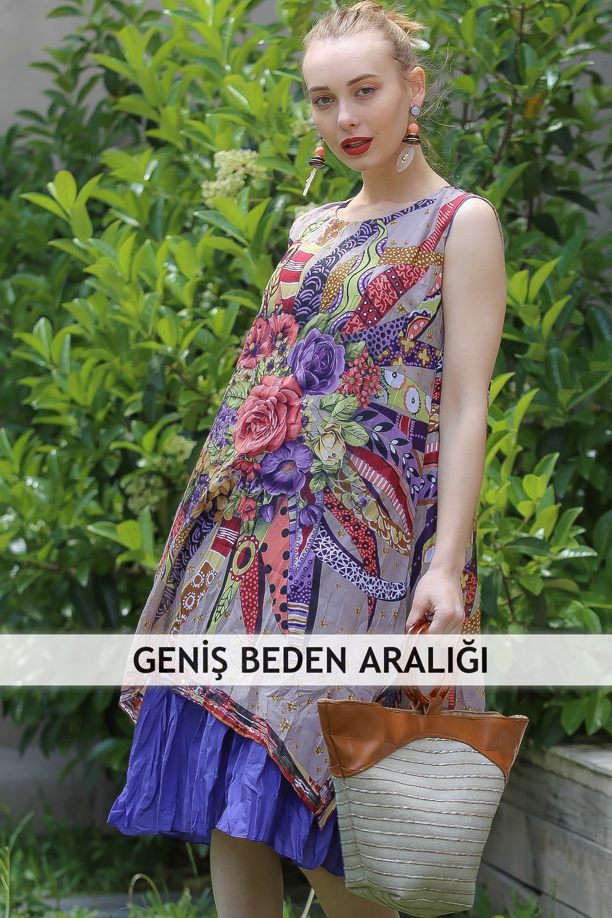 Chiccy Kadın Vizon Bohem Dev Gül Buketi Desenli Düşük Kollu Astarlı Tülbent Elbise M10160000El96822
