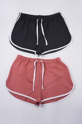 TrendyolMilla Gül Kurusu /Antrasit Biyeli 2'li Şort & Bermuda THMSS20SR0135